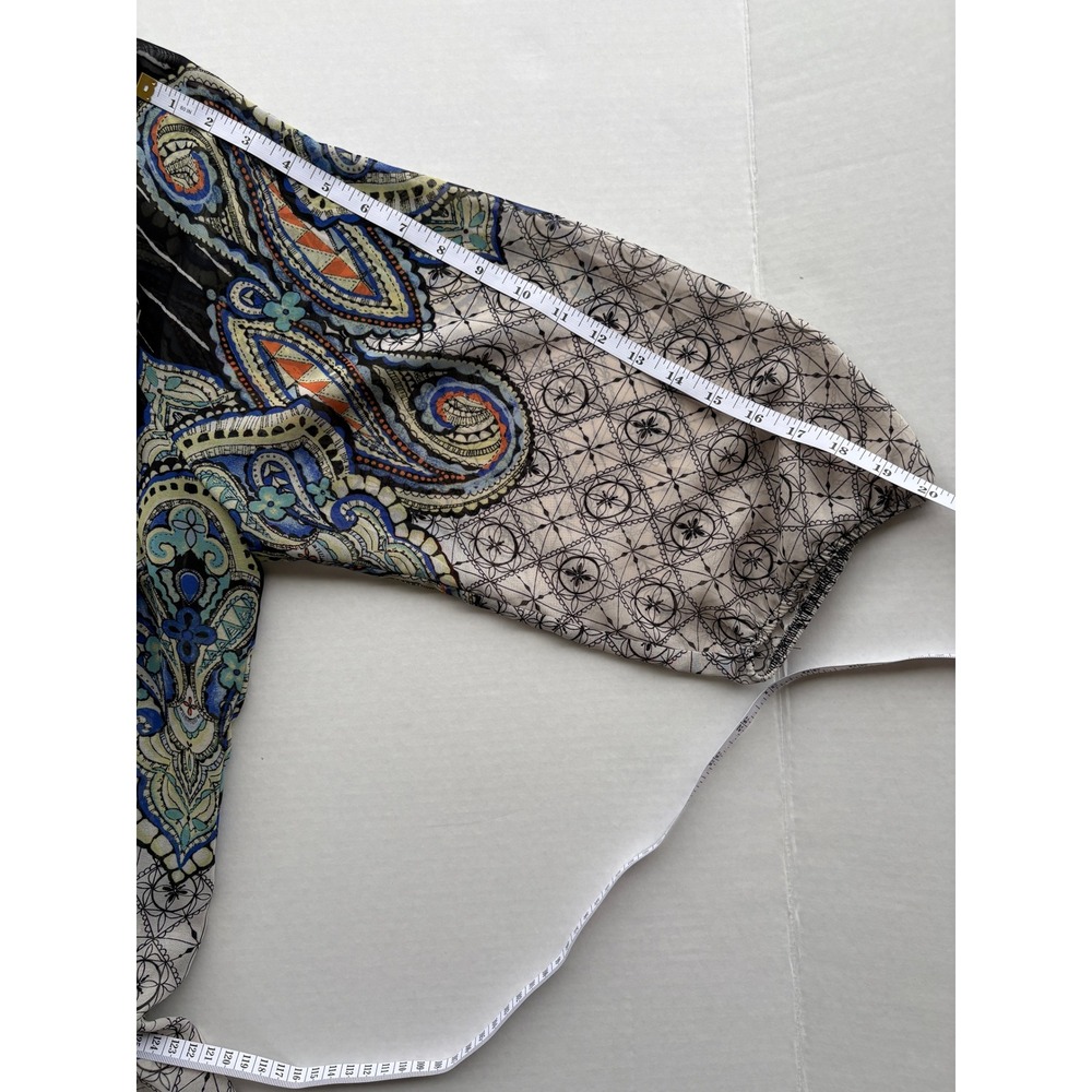 Figueroa & Flower XL Boho Paisley Blouse Black Blue Peasant Top Cottagecore - Picture 5 of 7
